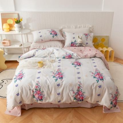 91家纺网 家纺一手货源 找家纺 金丝鸟家纺 2021新款花卉全棉四件套 花满庭