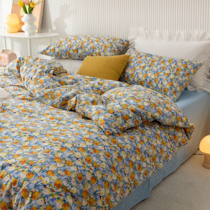 91家纺网 家纺一手货源 找家纺 （总）金丝鸟家纺 2021新款花卉全棉四件套