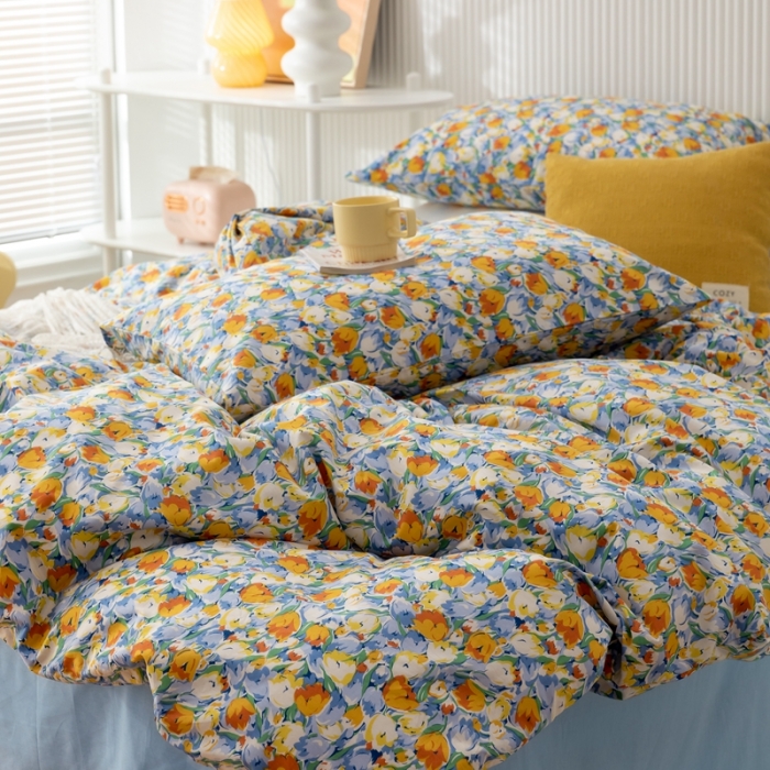 91家纺网 家纺一手货源 找家纺 （总）金丝鸟家纺 2021新款花卉全棉四件套