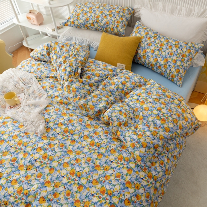 91家纺网 家纺一手货源 找家纺 （总）金丝鸟家纺 2021新款花卉全棉四件套