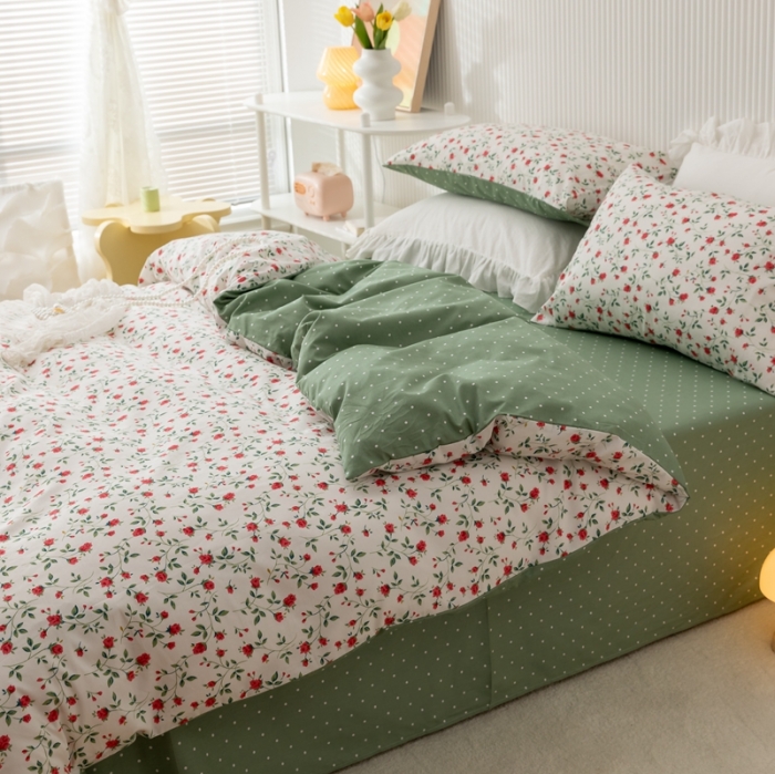 91家纺网 家纺一手货源 找家纺 金丝鸟家纺 2021新款花卉全棉四件套 法尔曼