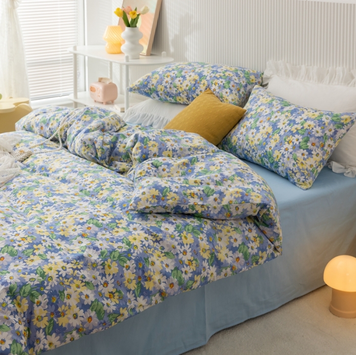 91家纺网 家纺一手货源 找家纺 金丝鸟家纺 2021新款花卉全棉四件套 凡尔赛