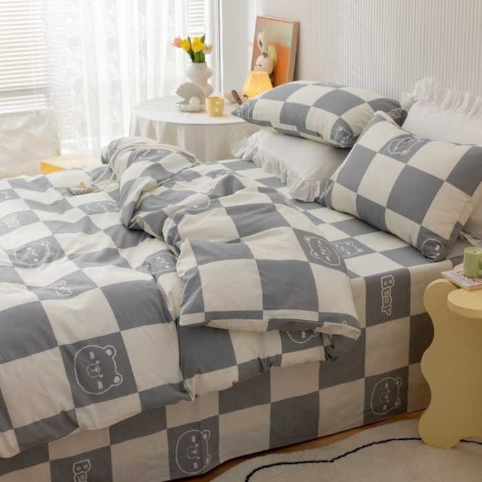 91家纺网 家纺一手货源 找家纺 金丝鸟家纺 2021新款花卉全棉四件套 格格熊