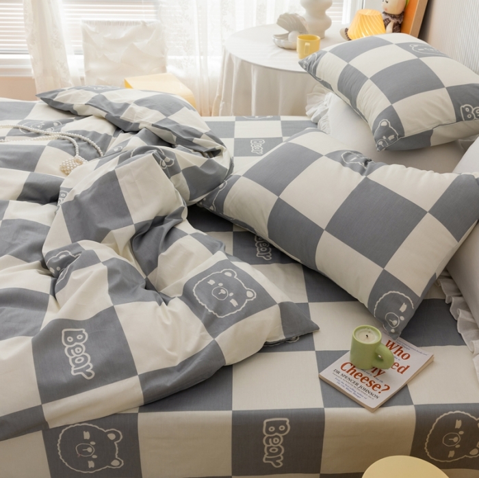 91家纺网 家纺一手货源 找家纺 金丝鸟家纺 2021新款花卉全棉四件套 格格熊