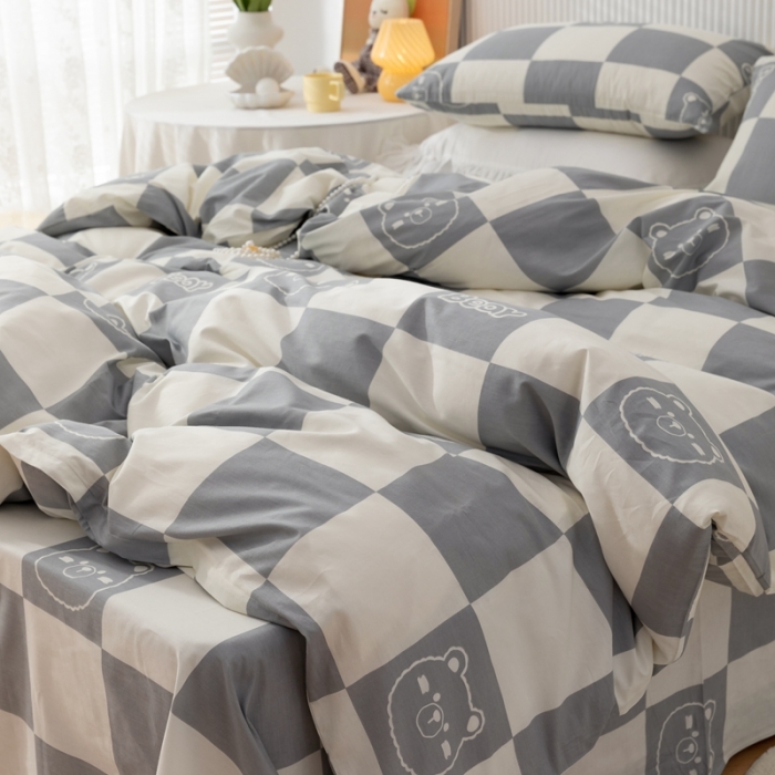 91家纺网 家纺一手货源 找家纺 金丝鸟家纺 2021新款花卉全棉四件套 格格熊