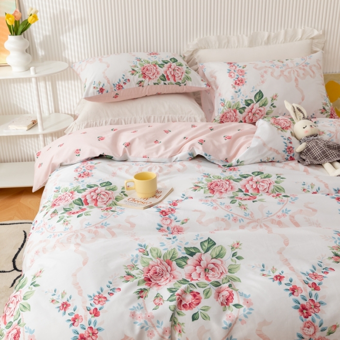 91家纺网 家纺一手货源 找家纺 金丝鸟家纺 2021新款花卉全棉四件套 花蔓