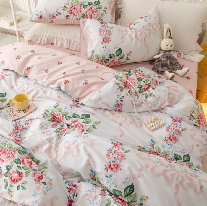 91家纺网 家纺一手货源 找家纺 金丝鸟家纺 2021新款花卉全棉四件套 花蔓