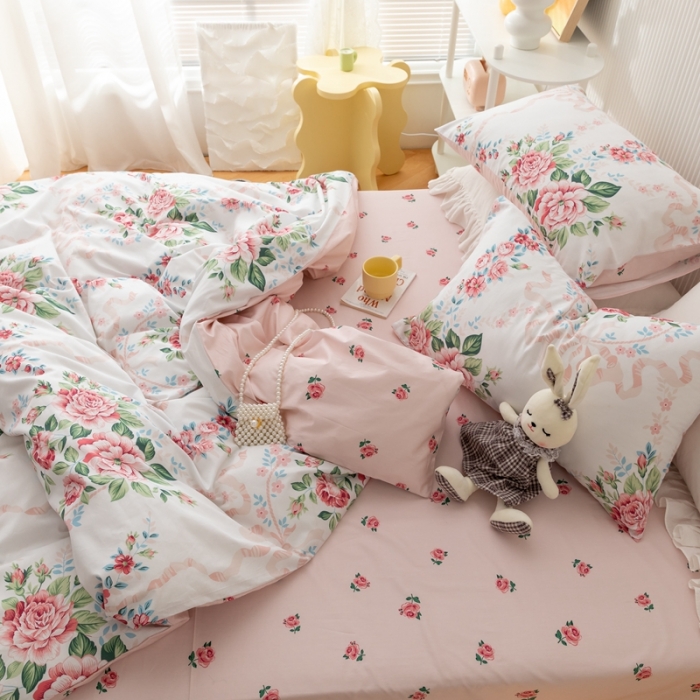 91家纺网 家纺一手货源 找家纺 金丝鸟家纺 2021新款花卉全棉四件套 花蔓