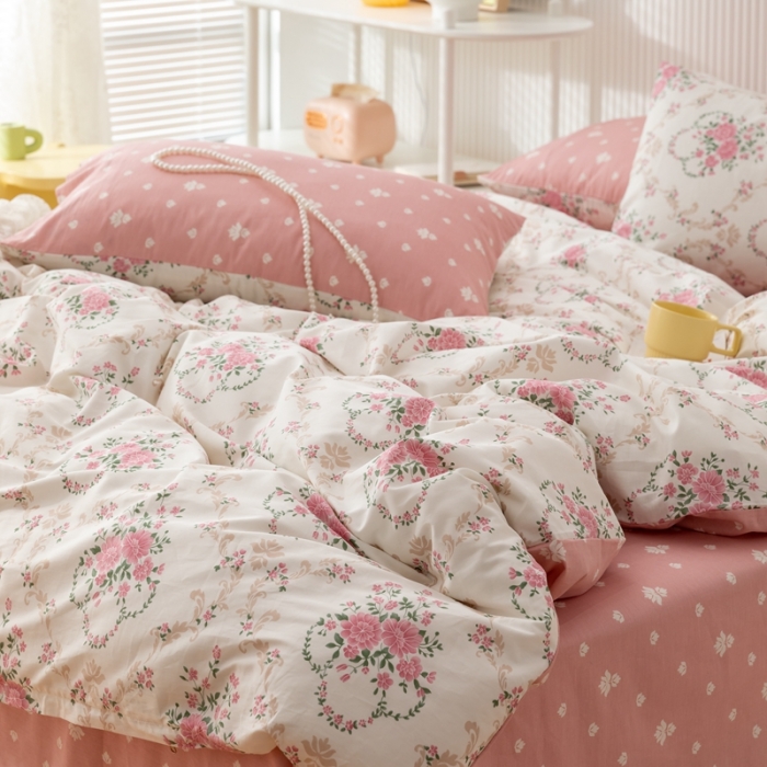 91家纺网 家纺一手货源 找家纺 金丝鸟家纺 2021新款花卉全棉四件套 花瑶