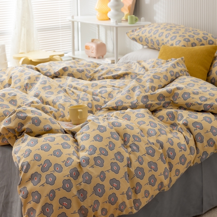 91家纺网 家纺一手货源 找家纺 金丝鸟家纺 2021新款花卉全棉四件套 花语