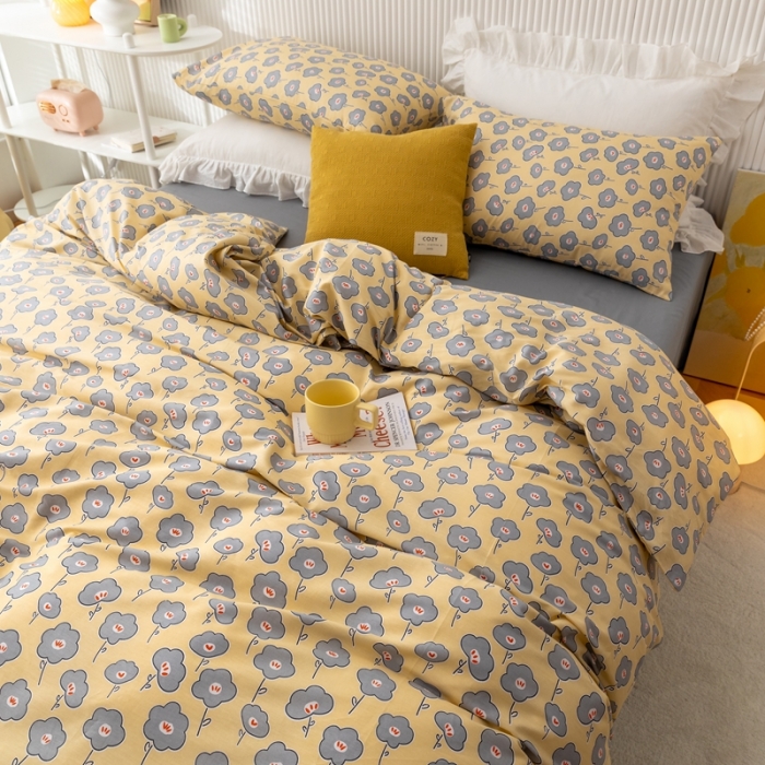 91家纺网 家纺一手货源 找家纺 金丝鸟家纺 2021新款花卉全棉四件套 花语