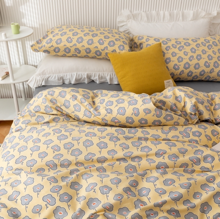 91家纺网 家纺一手货源 找家纺 金丝鸟家纺 2021新款花卉全棉四件套 花语