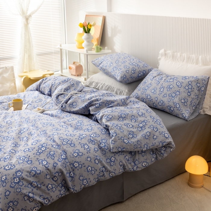 91家纺网 家纺一手货源 找家纺 金丝鸟家纺 2021新款花卉全棉四件套 觅觅花园