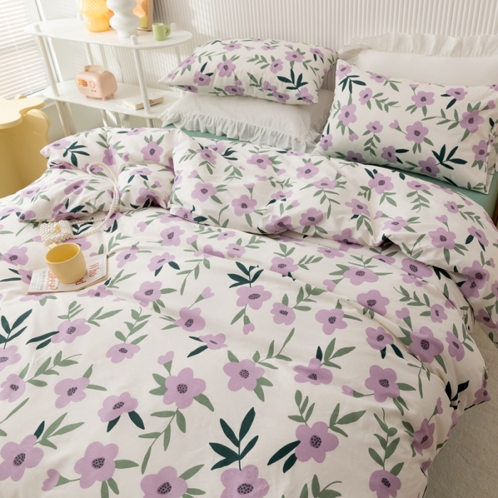 91家纺网 家纺一手货源 找家纺 金丝鸟家纺 2021新款花卉全棉四件套 晚风