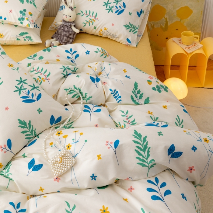 91家纺网 家纺一手货源 找家纺 金丝鸟家纺 2021新款花卉全棉四件套 枝丫