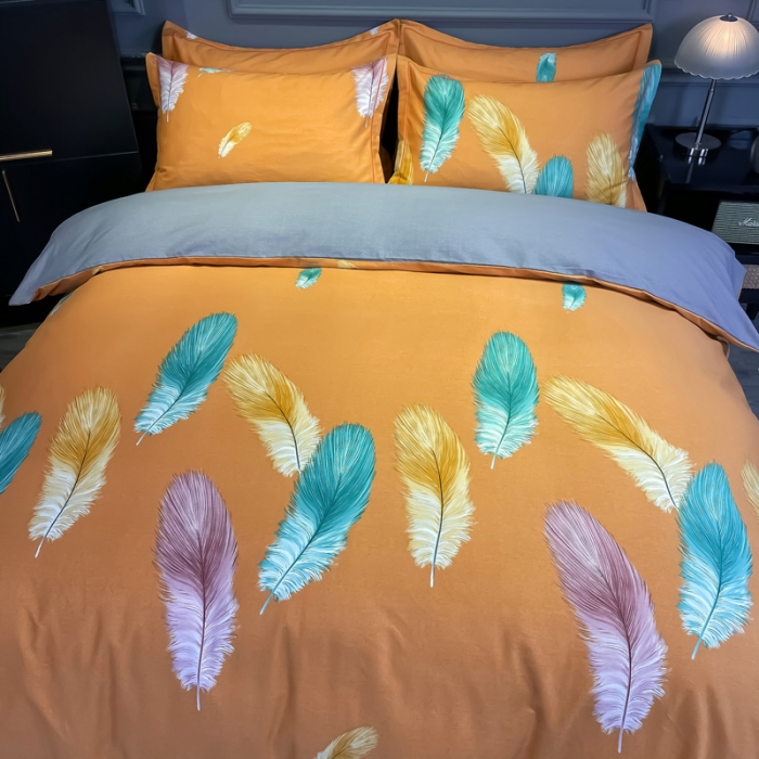 91家纺网 家纺一手货源 找家纺 金爱家 2021新款大版磨毛花卉系列四件套米卡-桔