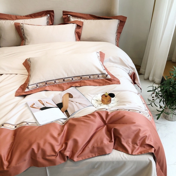 91家纺网 家纺一手货源 找家纺 馨蕊 2021新款100支双股澳棉刺绣四件套-芭莎夫人 古砖