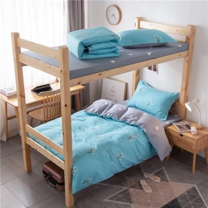 芃成家纺 2021新款学生三件套 花香清新蓝