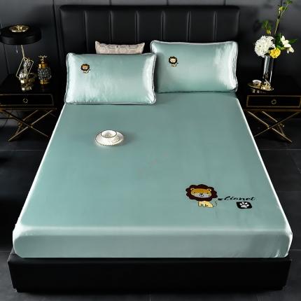 芃成家纺 2021新款冰丝凉席刺绣床笠款 辛巴果绿