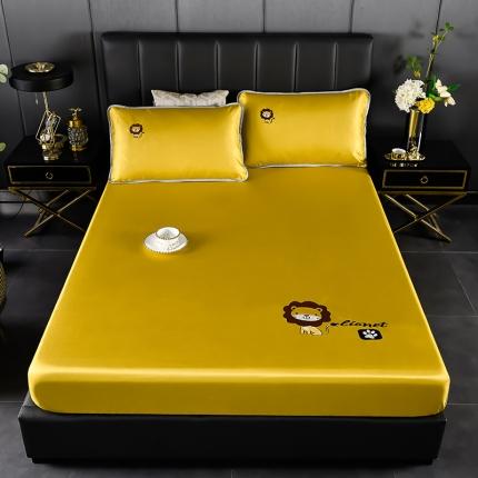 芃成家纺 2021新款冰丝凉席刺绣床笠款 辛巴姜黄