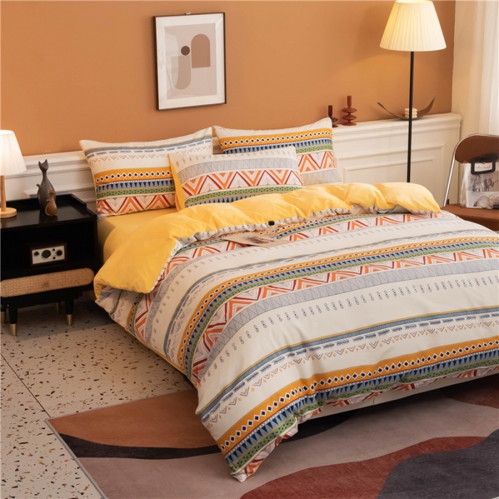 91家纺网 家纺一手货源 找家纺 芃成家纺 2021新款棉加绒四件套 波西米亚