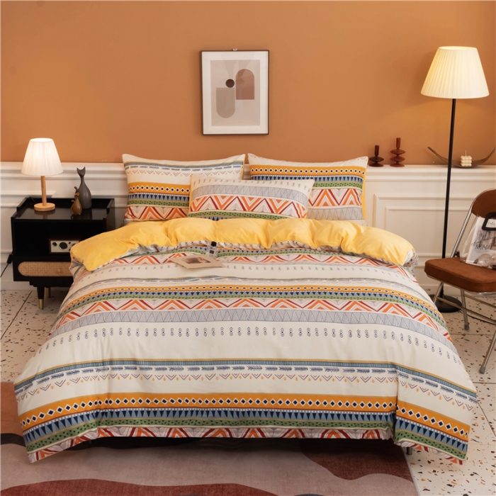 91家纺网 家纺一手货源 找家纺 芃成家纺 2021新款棉加绒四件套 波西米亚