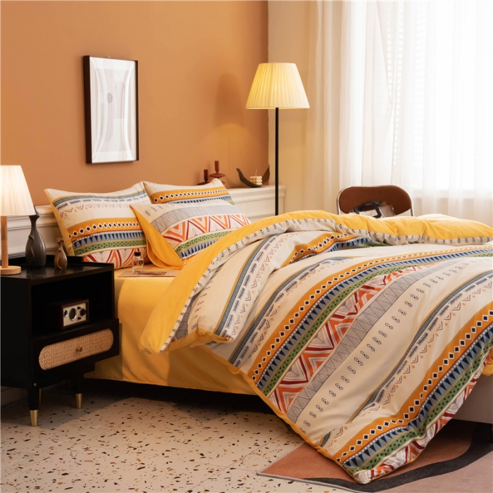 91家纺网 家纺一手货源 找家纺 芃成家纺 2021新款棉加绒四件套 波西米亚