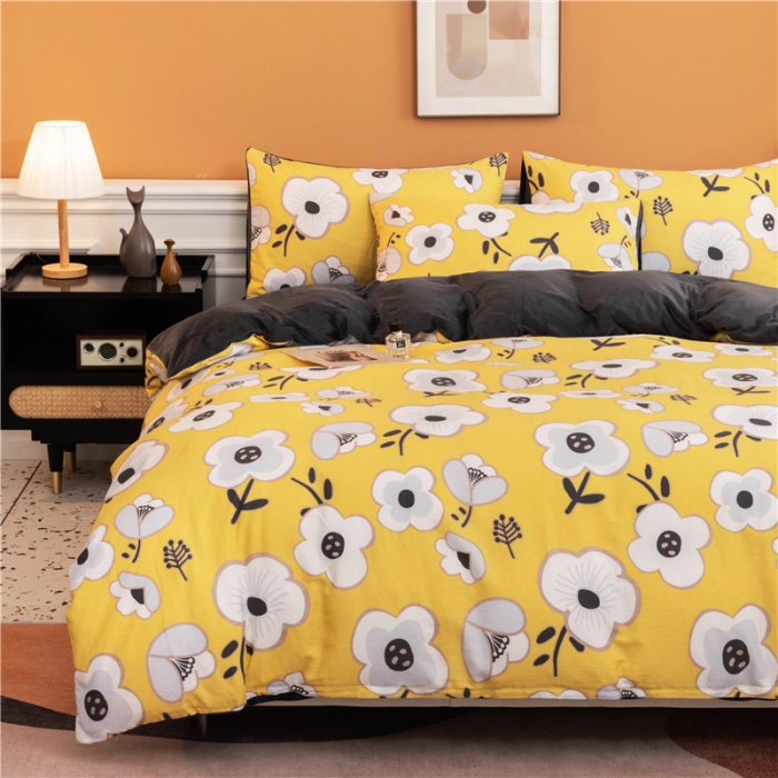 91家纺网 家纺一手货源 找家纺 芃成家纺 2021新款棉加绒四件套 东洋之花