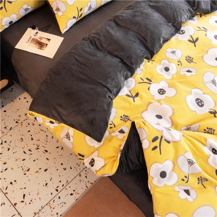 91家纺网 家纺一手货源 找家纺 芃成家纺 2021新款棉加绒四件套 东洋之花