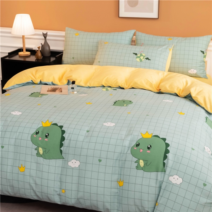 91家纺网 家纺一手货源 找家纺 芃成家纺 2021新款棉加绒四件套 动漫恐龙