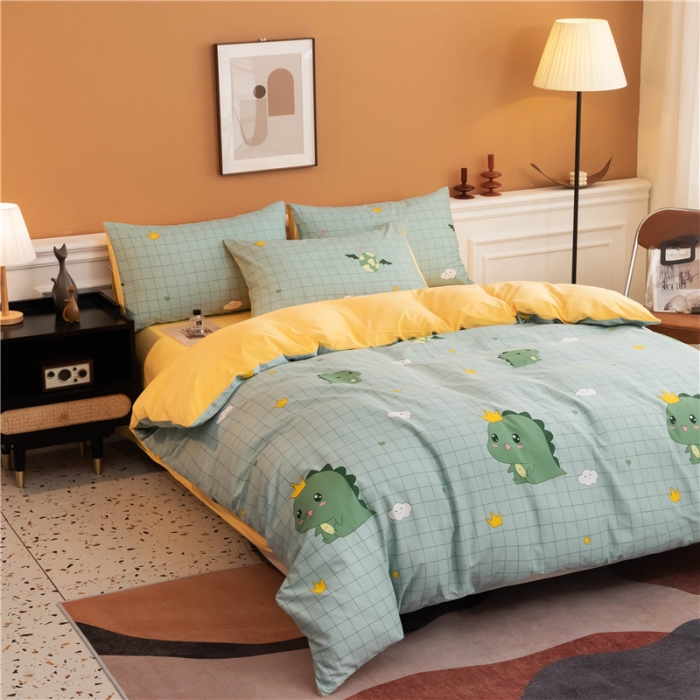 91家纺网 家纺一手货源 找家纺 芃成家纺 2021新款棉加绒四件套 动漫恐龙