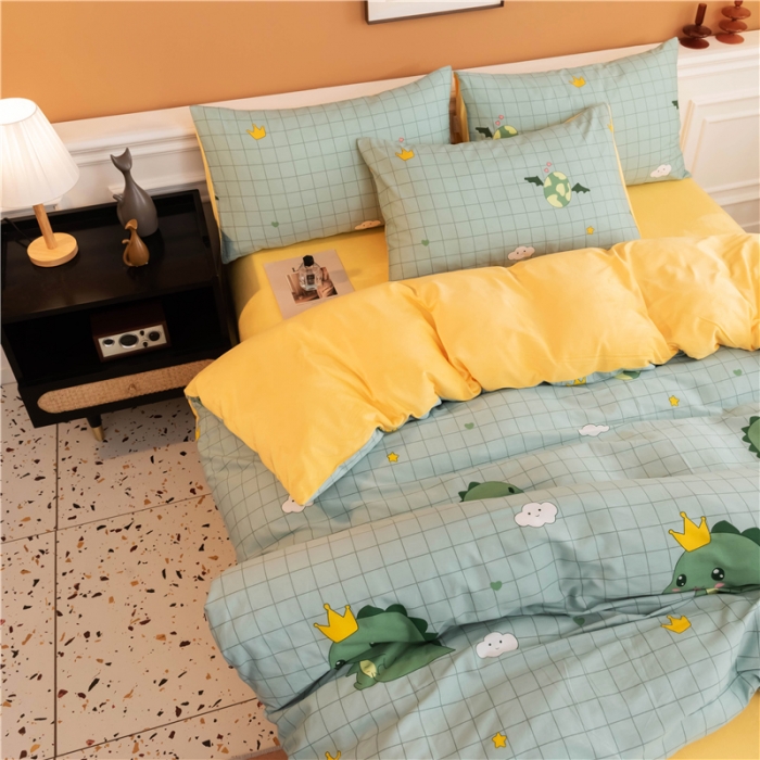 91家纺网 家纺一手货源 找家纺 芃成家纺 2021新款棉加绒四件套 动漫恐龙