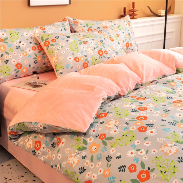 91家纺网 家纺一手货源 找家纺 芃成家纺 2021新款棉加绒四件套 复古甜心