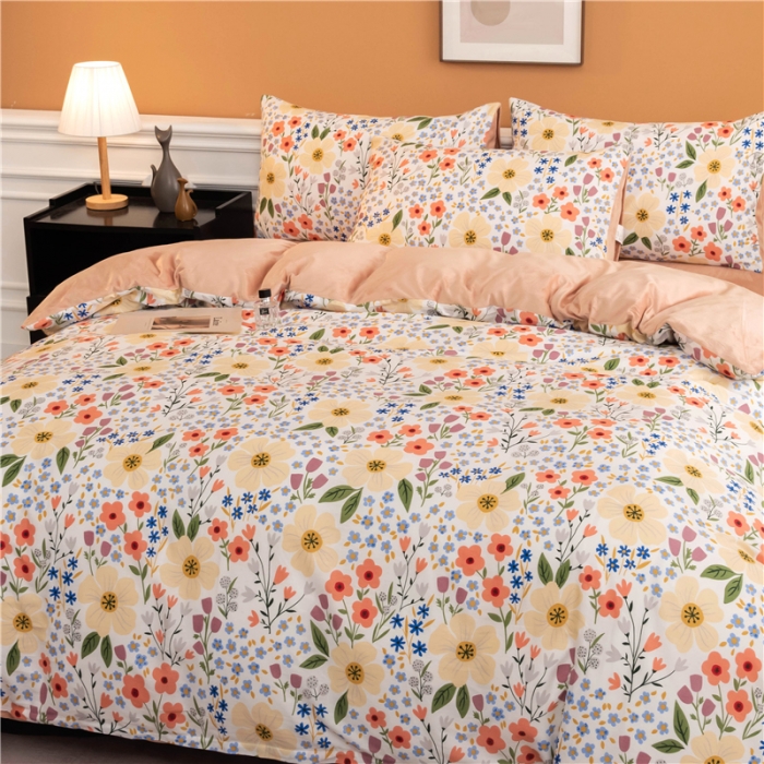 91家纺网 家纺一手货源 找家纺 芃成家纺 2021新款棉加绒四件套 花田梦