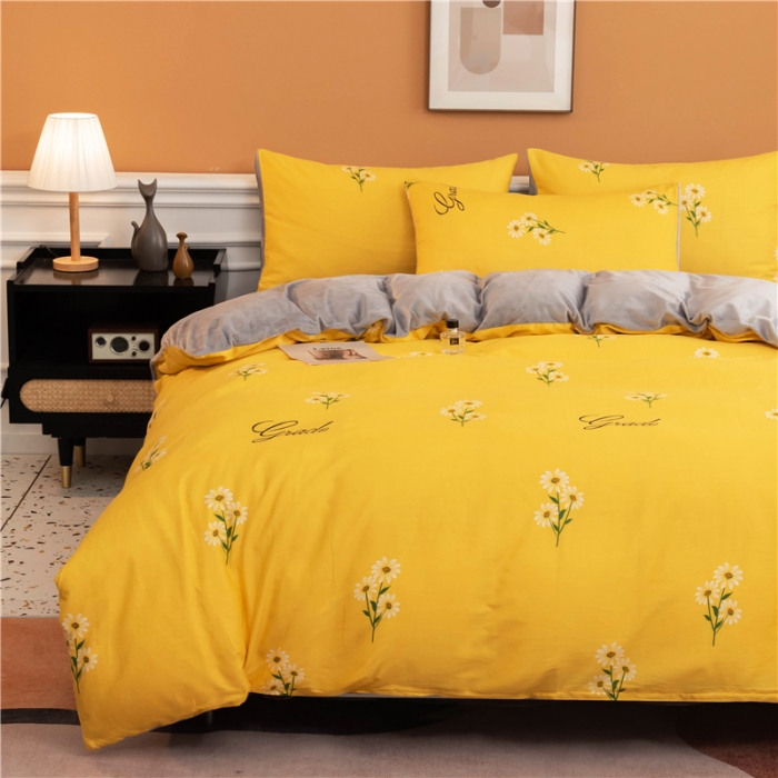 91家纺网 家纺一手货源 找家纺 芃成家纺 2021新款棉加绒四件套 花香清新