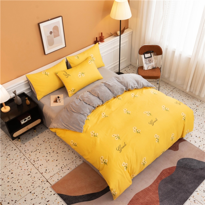 91家纺网 家纺一手货源 找家纺 芃成家纺 2021新款棉加绒四件套 花香清新