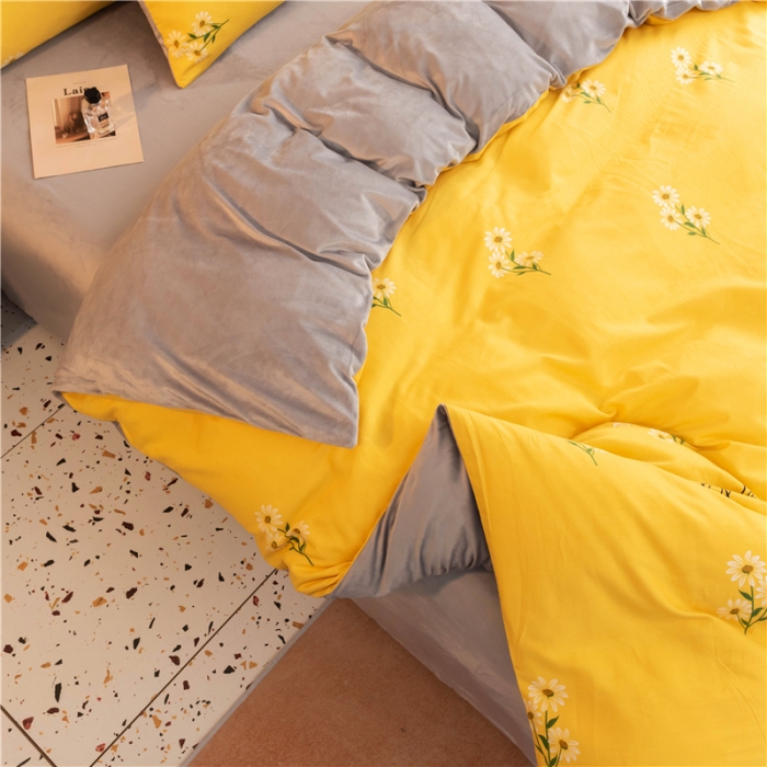 91家纺网 家纺一手货源 找家纺 芃成家纺 2021新款棉加绒四件套 花香清新