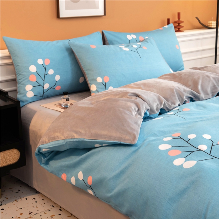 91家纺网 家纺一手货源 找家纺 芃成家纺 2021新款棉加绒四件套 记忆柔情