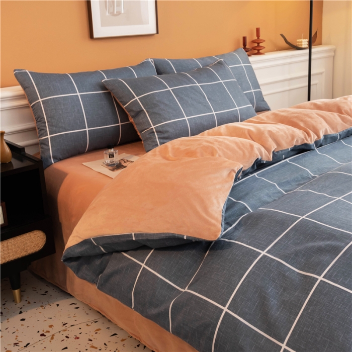 91家纺网 家纺一手货源 找家纺 芃成家纺 2021新款棉加绒四件套 简约格调