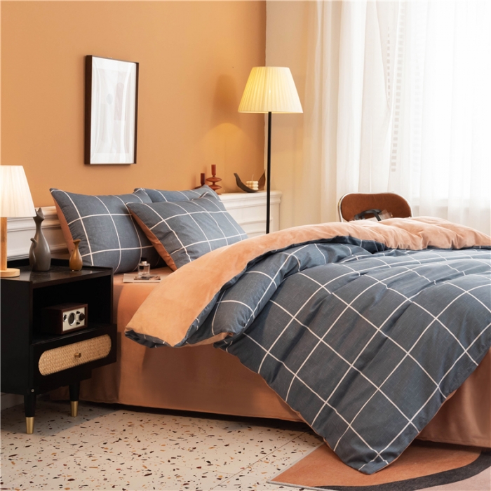 91家纺网 家纺一手货源 找家纺 芃成家纺 2021新款棉加绒四件套 简约格调