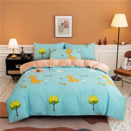 芃成家纺 2021新款棉加绒四件套 长颈鹿