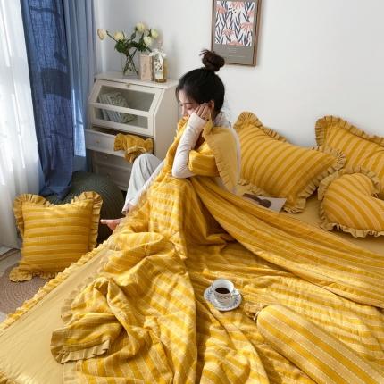 茉茉家纺 2022新款色织提花素雅夏被 黄色