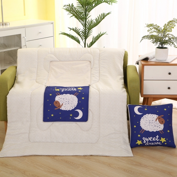 91家纺网 家纺一手货源 找家纺 金纳抱枕被 2021新款数码印花抱枕被靠枕垫 无质量问题 只换不退 星星羊