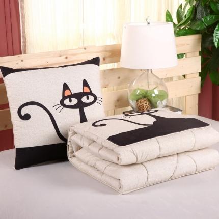 金纳抱枕被 2021新款数码印花抱枕被靠枕垫 无质量问题 只换不退 黑猫