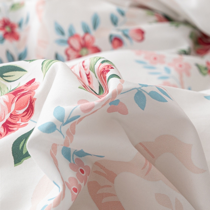 91家纺网 家纺一手货源 找家纺 曼之夏 全棉13372匹马棉纯棉印花四件套 花蔓