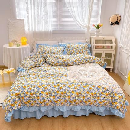 91家纺网 家纺一手货源 找家纺 曼之夏 2022新款全棉花边款床裙四件套 法尔曼