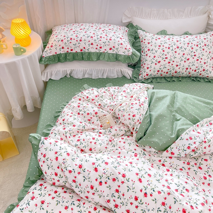 91家纺网 家纺一手货源 找家纺 曼之夏 2022新款全棉花边款床裙四件套 法尔曼