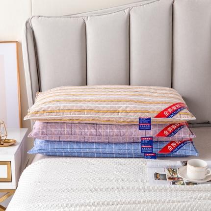 （总）逸林枕芯 2021新款全棉绗缝英伦风全荞麦枕头枕芯