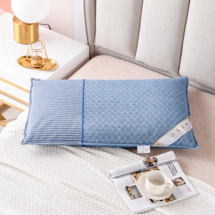 逸林枕芯 2021新款全棉水洗绗缝可拆卸全荞麦枕头枕芯 蓝色