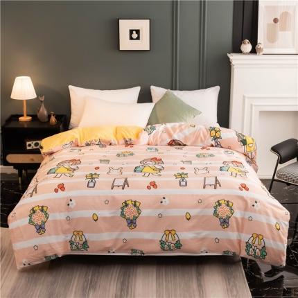 91家纺网 家纺一手货源 找家纺 芃成家纺 2021新款棉加绒单被套 甜心宝贝